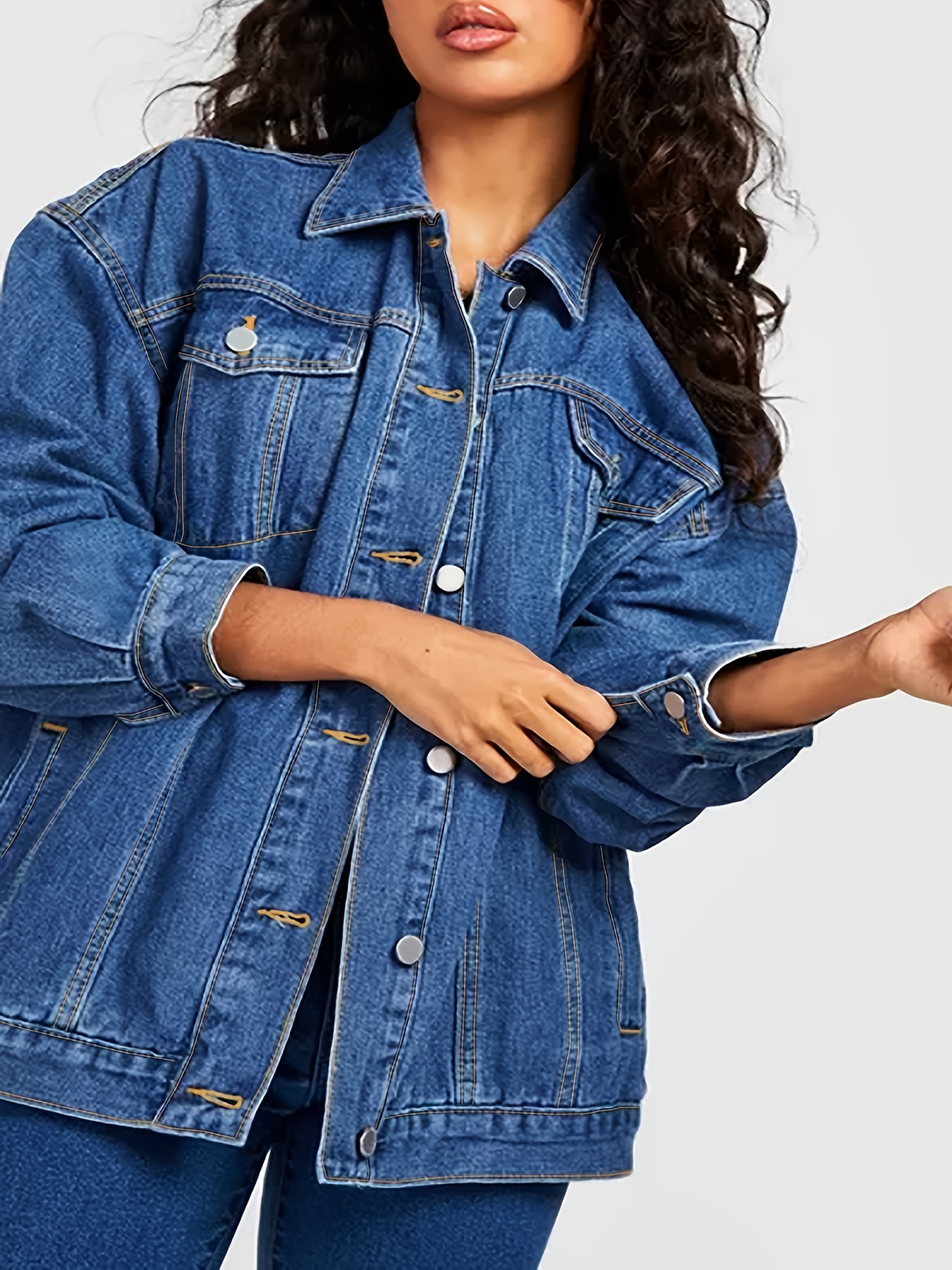 jaqueta jeans plus size feminina estilo streetwear Temu Brazil