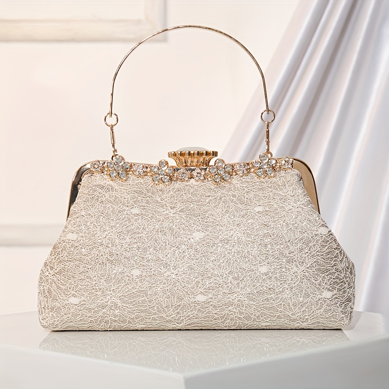 

Elegant Golden Clutch - Detachable Strap, Polyester Lined, Weddings & Formal Events, Banquet, Temperament, Bride & Mother-in-law