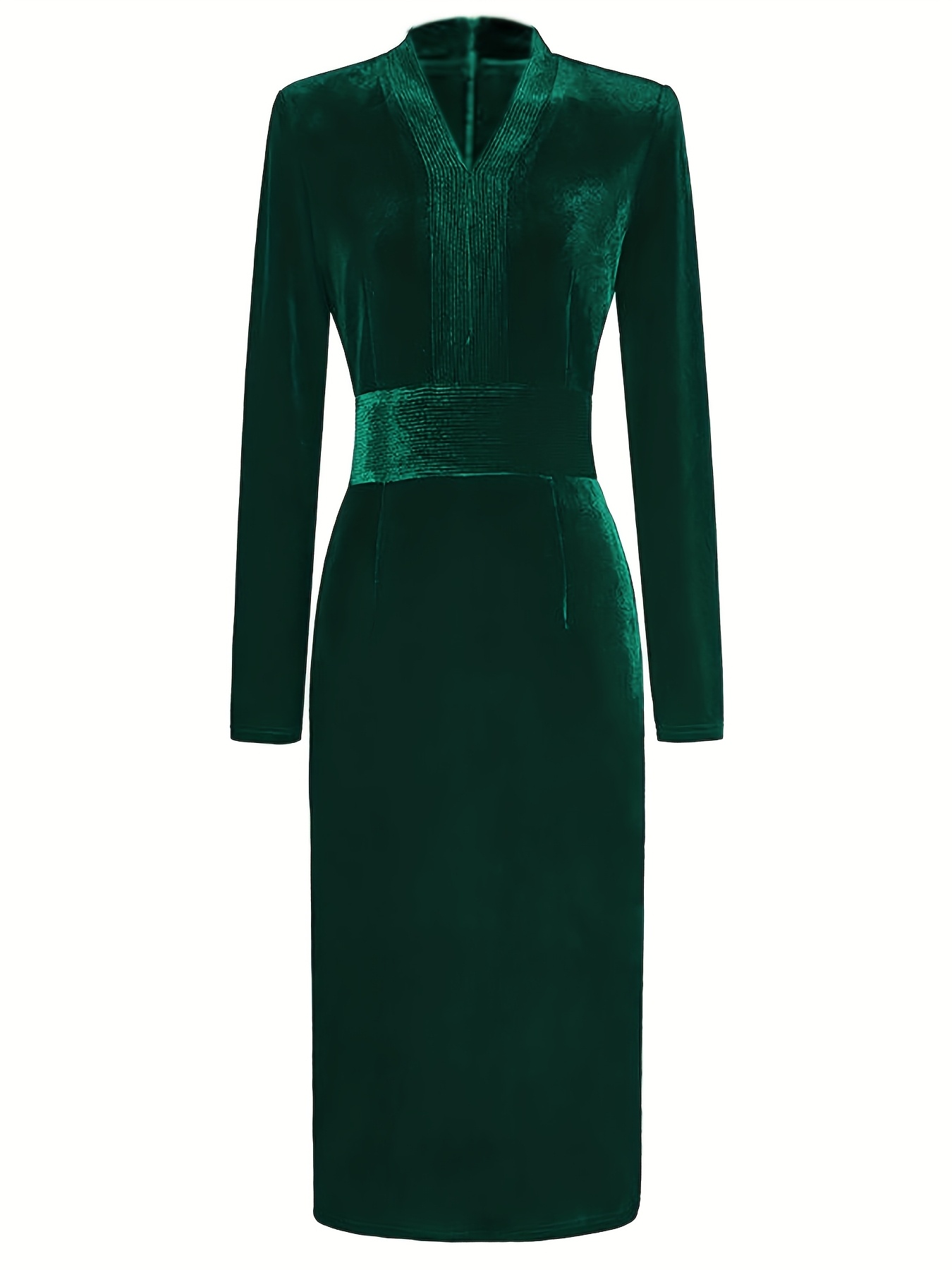 velvet v neck fit long sleeve elegant party autumn - Temu Sweden