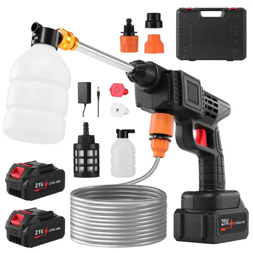 wireless high pressure car washer rechargeable portable electric cleaning tool with foam spray gun wireless design for convenient cleaning of and exterior 2 15000mah batteries and toolbox