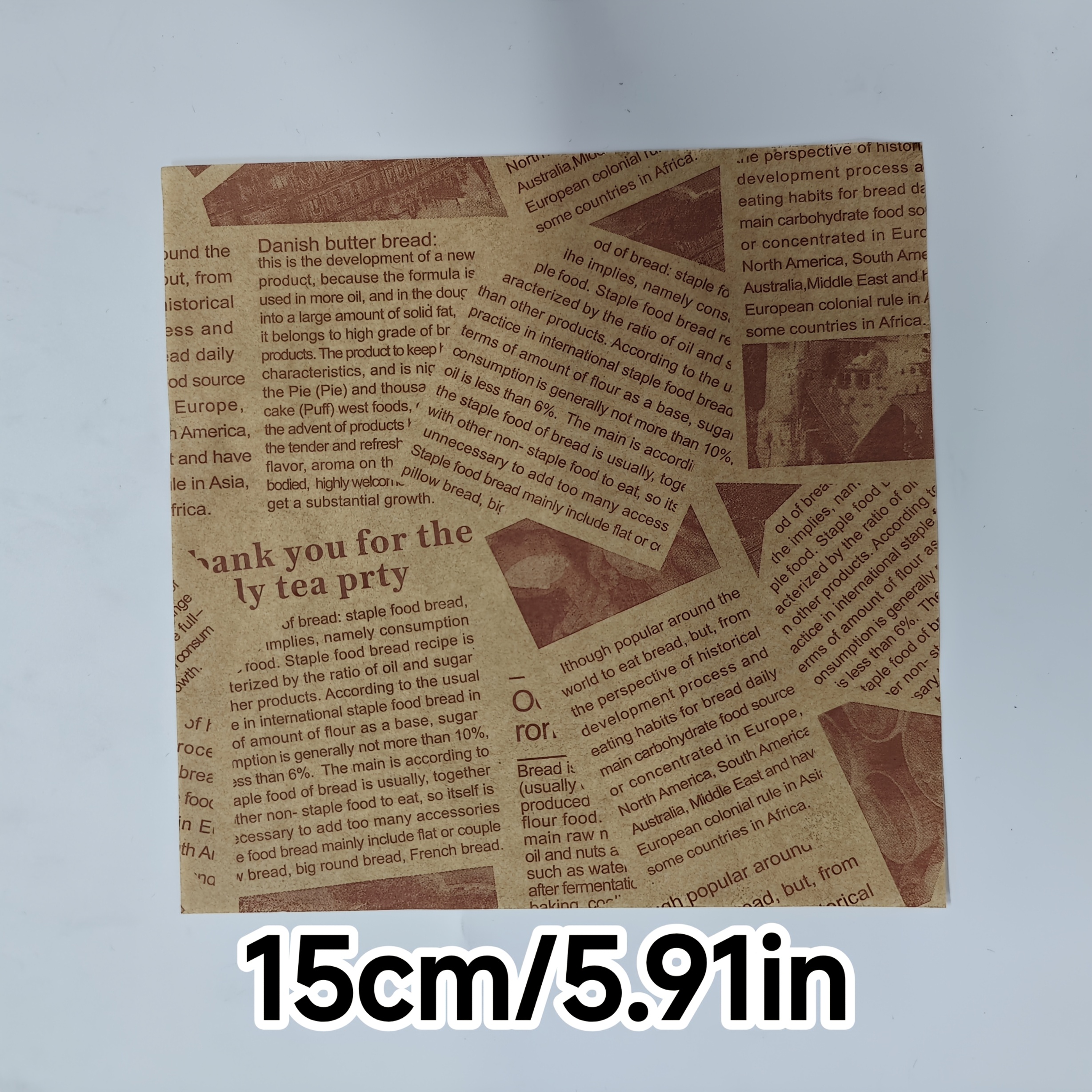 TEMU 31 piezas de papel /marrón estampado resistente al aceite para restaurantes, hoteles y tapetes para snacks - Estilo vintage, 5.91X5.91 pulgadas