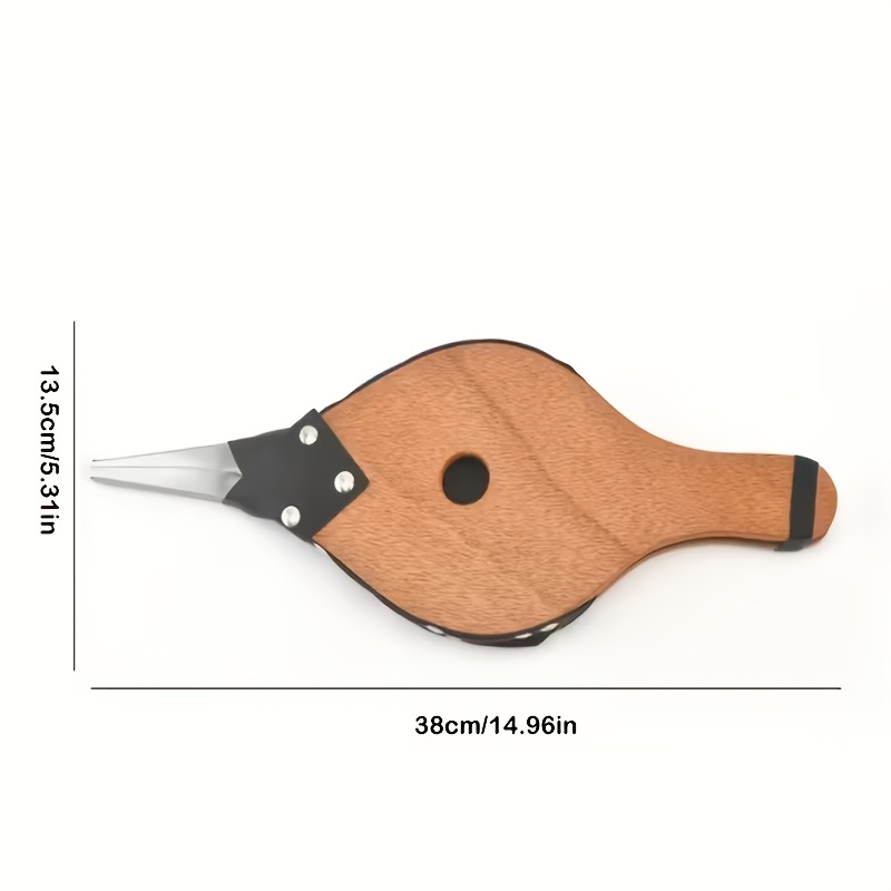 TEMU 1 Handcrafted Wooden Blower, Featuring Black Leather Accents And Rivets, Designed For Outdoor Camping, Bbq Grilling, And Chimney Use. This