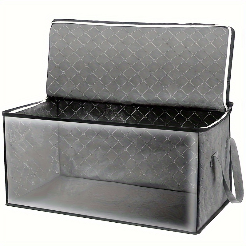 

Extra-large Grey Storage Bin - 20.5x10.5x14.6" Foldable Organizer With Reinforced Handles For Comforters, Bedding & Clothes - Ideal For Closet Organization And Bedroom Accessories