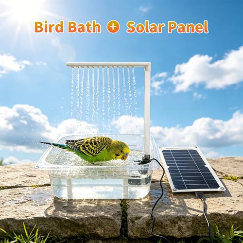 bath with solar panel usb powered bird shower automatic circulating bath summer bird cooling bath birdcage accessory small to medium parrot bathing tub solar powered bird bath for outdoor use in sunny areas