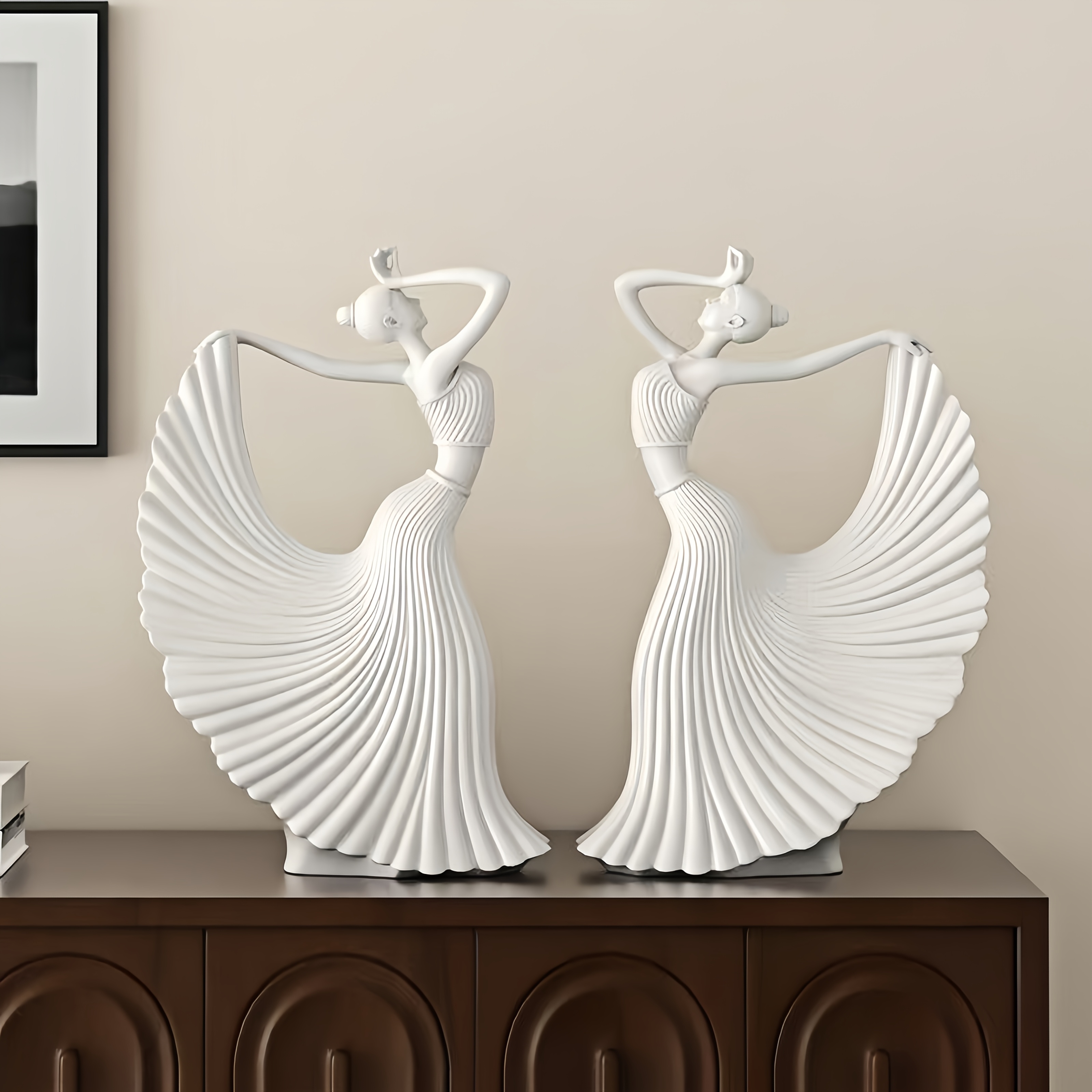 1pc Abstract Dancer Figurine, Resin Art Sculpture, Modern Minimalist Home Decor, Black/White, for Living Room Bedroom Office, Aesthetic Tabletop Ornament
