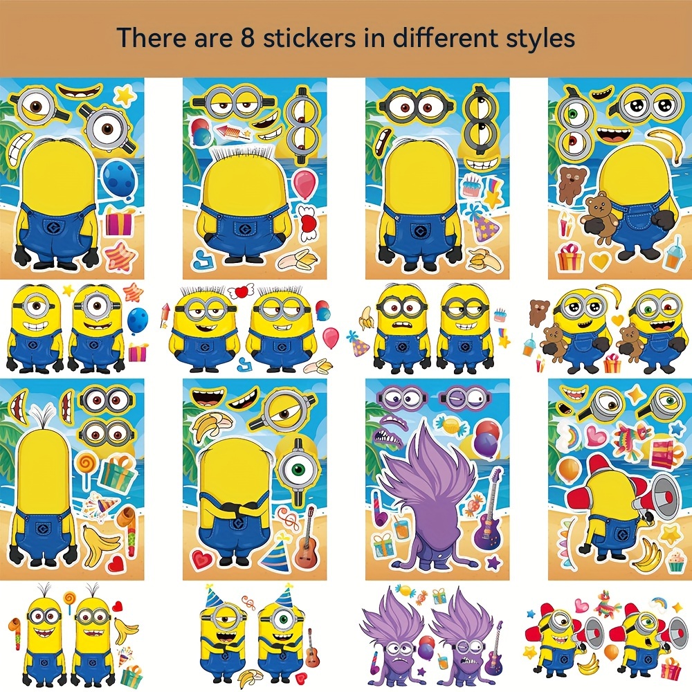 

8pcs Diy Character Stickers - Pvc Adhesive Decals For Luggage, Water Bottles, Phones & Skateboards | Unique Animated Designs | Craft Accessories Set