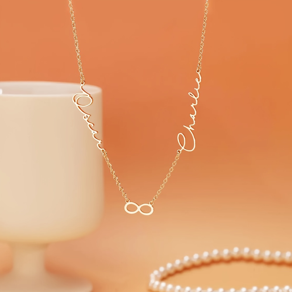 Customized Couple's Name Infinity Heart Necklace, Gift for Wife
