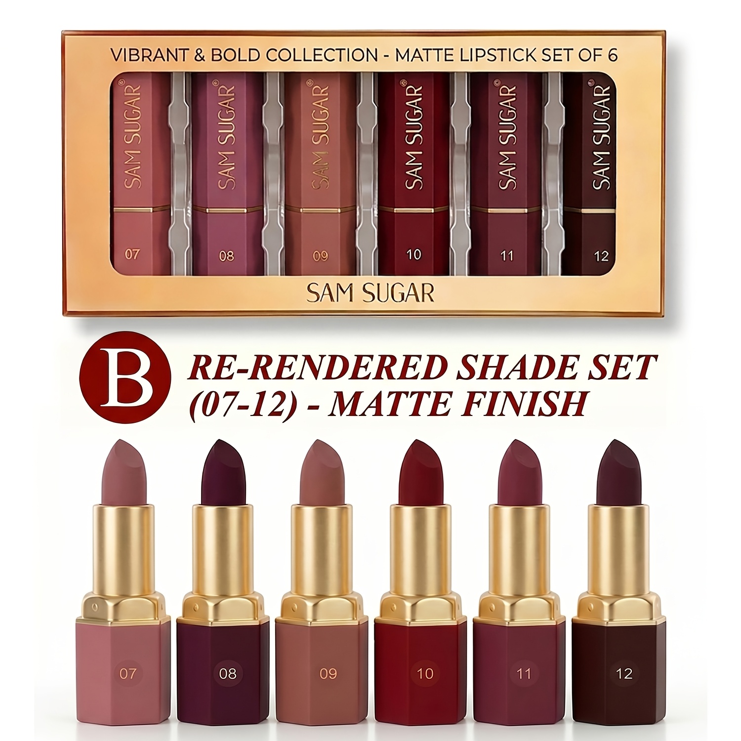 TEMU 6pcs Glitter Lipstick Set Waterproof Long Lasting 24 Hours Lipstick, Shimmer Waterproof Lip Gloss, Long-wear Lip Makeup, Gift For Women, Makeup