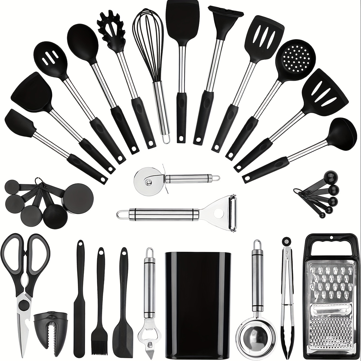 

Set Cooking Utensils 35 Gadgets For Nonstick Cookware And Steel Spatula Set And Pans Accessories