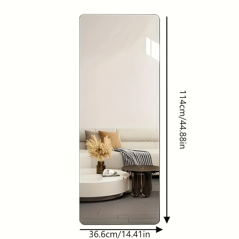item picture 1pc rounded corner acrylic full length   high definition household wardrobe wall   bedroom hole free fitting   cosmetic   suitable for living room study bathroom porch bedroom