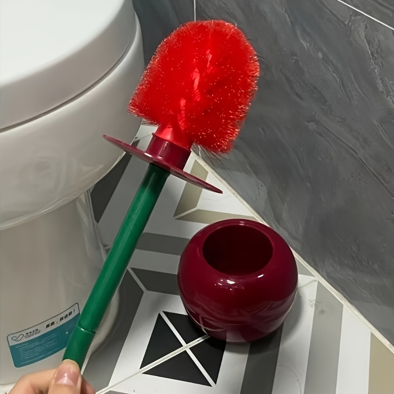 1pc cherry toilet brush long handle soft bristles daily creative bathroom cleaning tool no power required home cleaning supplies details 1