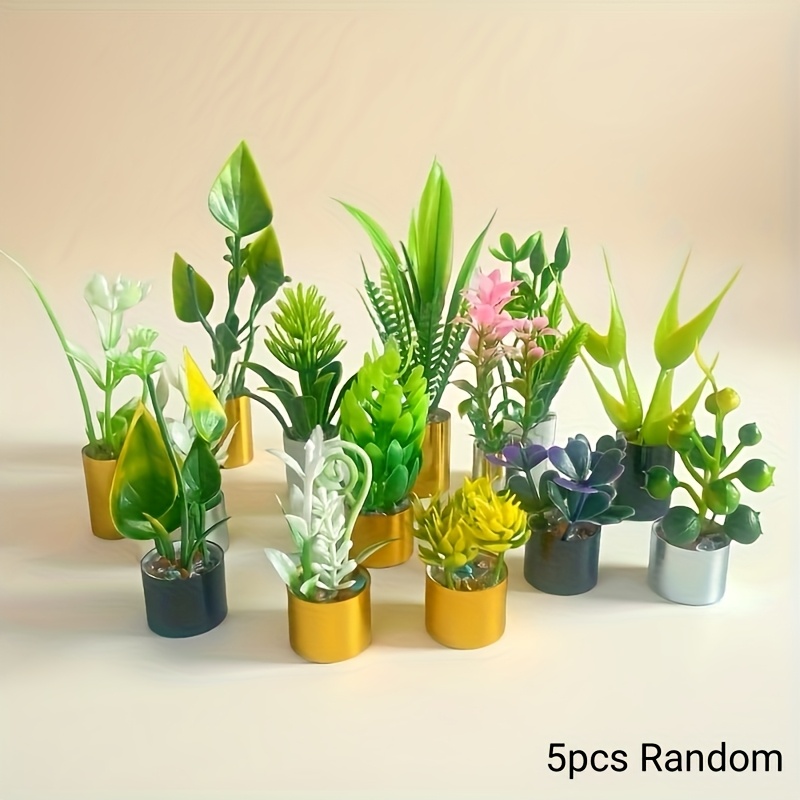 1/3/5pcs 1:12 Miniature Simulated For Dollhouse, Miniature Potted Plant Model Ornaments, Miniature Landscape Greenery Decor, Styles Random