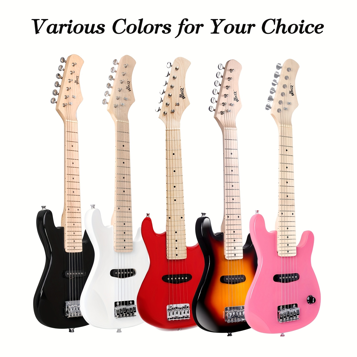 WINZZ TG-E2 30 Inch Electric Guitar Package - Solid Wood Body, Glossy, Small Size, with Amp, Accessories | Perfect for Beginners
