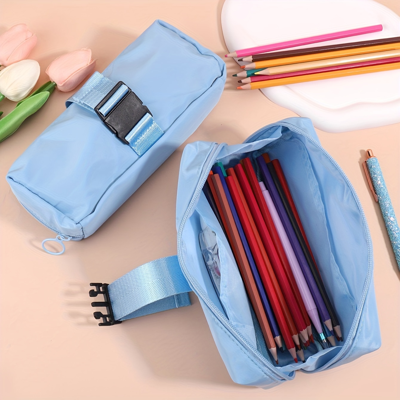 ProCase Pencil Bag Pen Case, Felt Students Stationery Pouch Zipper Bag for  Pens, Pencils, Highlighters, Gel Pen, Markers, Eraser and Other School