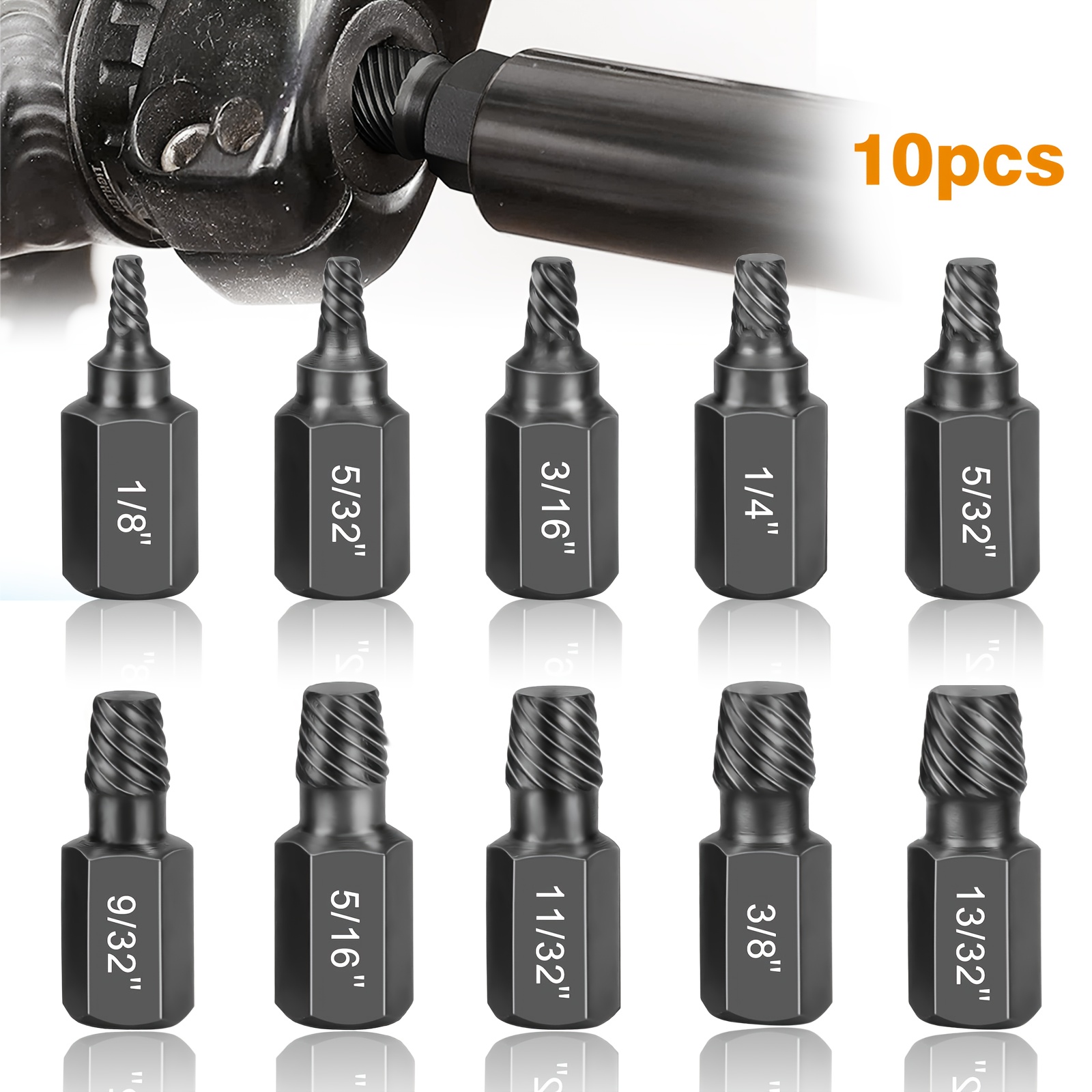 10pcs 1/8" To 13/32" Screw And Extractor Set, Alloy Extractor, Effortlessly Removes Broken Bolts And Screws