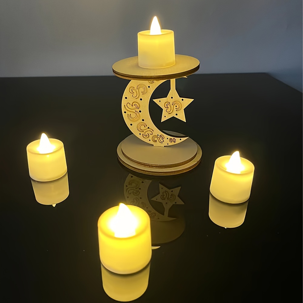 1pc Mondform Kerzenhalter, Eid Ramadan Mubarak Metall Mond Stern