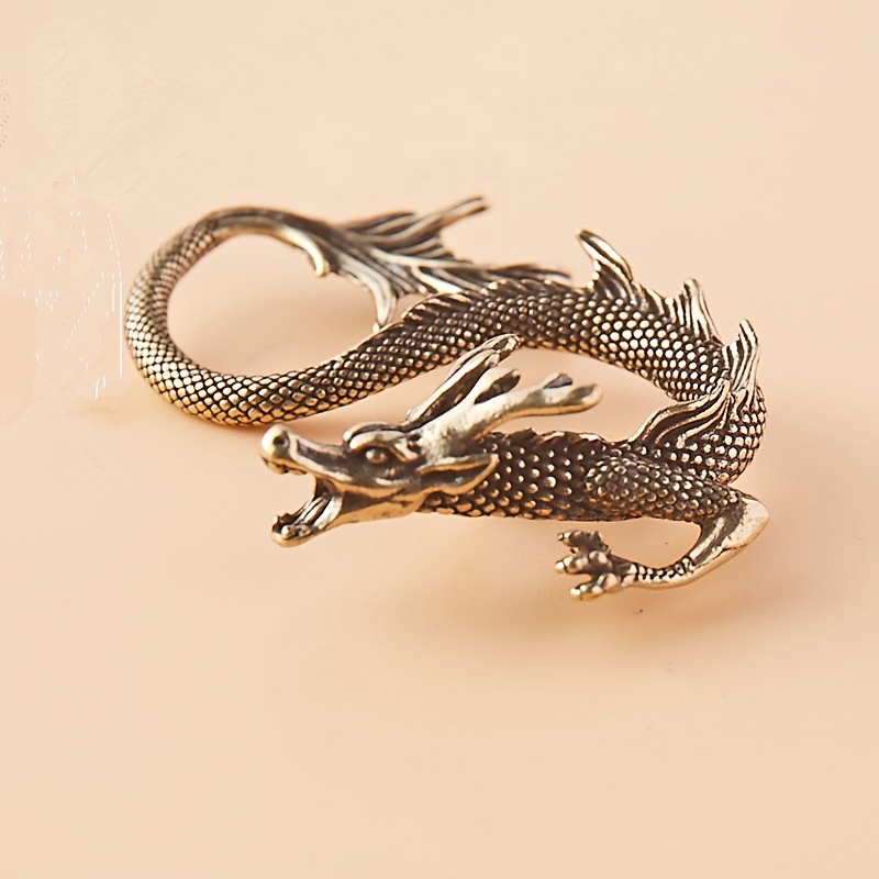 Image of Brass Dragon Statue - Versatile Decor, Perfect For Bookshelf Or Desktop Display