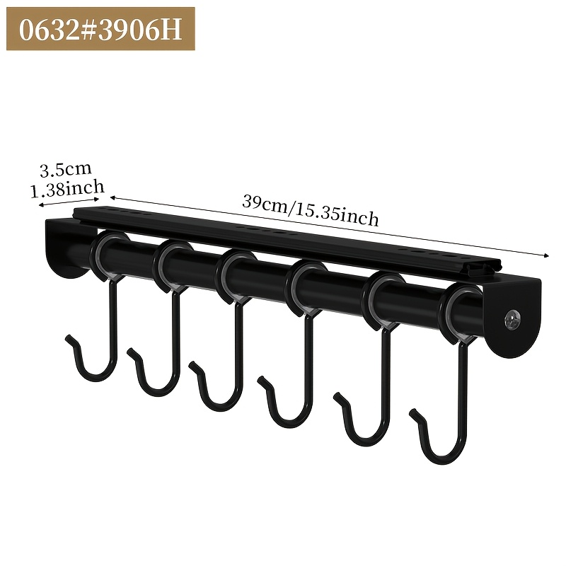 TEMU 1pc Sliding Pot Rack (with Hooks) â No-drill Hanging Storage Organizer For Pots, Pans, And Kitchen Utensils; Space- Wall-mounted Kitchenware