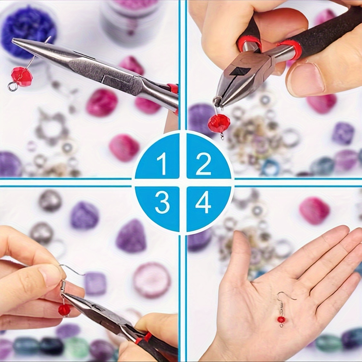 8pcs jewelry making kit tool set with 3-color (pink, black, golden) pliers & tweezers - complete starter kit with storage case,   guide for beading, wire wrapping, charm bracelet & earring crafting - ideal for beginners & hobbyists - durable & precise crafting tools, jewelry making pliers set,   flat nose pliers for jewelry making, mini pliers for jewelry making, jewelry making tools pliers, beading accessories, organized crafting tools,   tools,  -iron Product details 3
