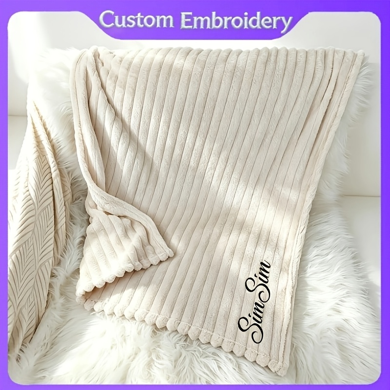Custom Embroidered Name Flannel Blanket