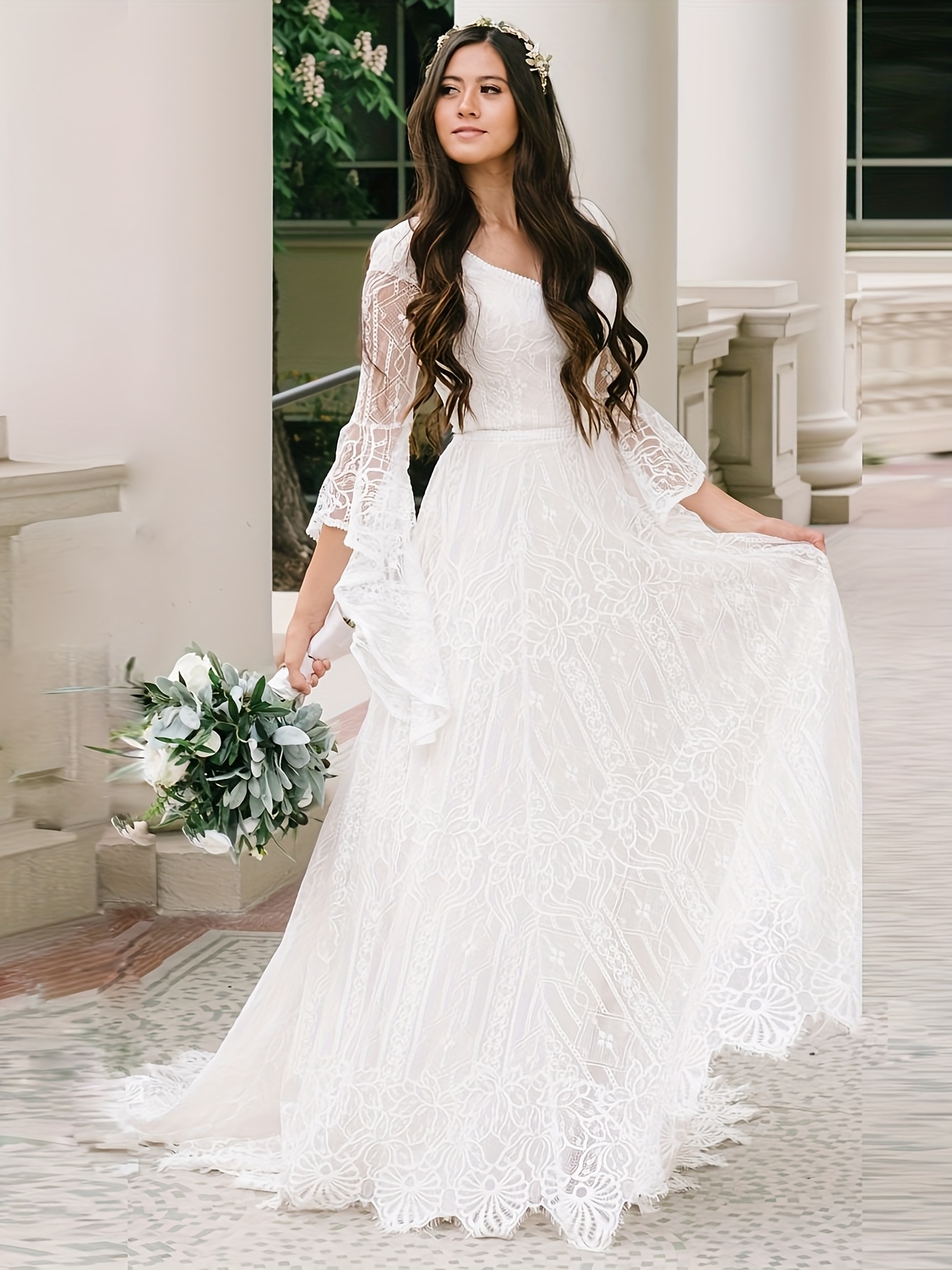flowy dress with bell sleeves Earthy Solstice Boho Bell Sleeve Maxi Dress Regular main image 1