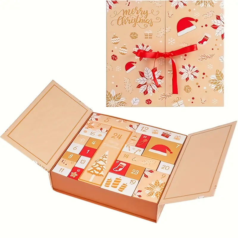 2025 Advent Calendar Christmas Gift Box - Festive Paper Advent Calendar with  ,   Snowflake Design,   Home, Office, or Classroom Decor - Ideal for Holiday Gifts and Seasonal Celebrations, Christmas Decorations