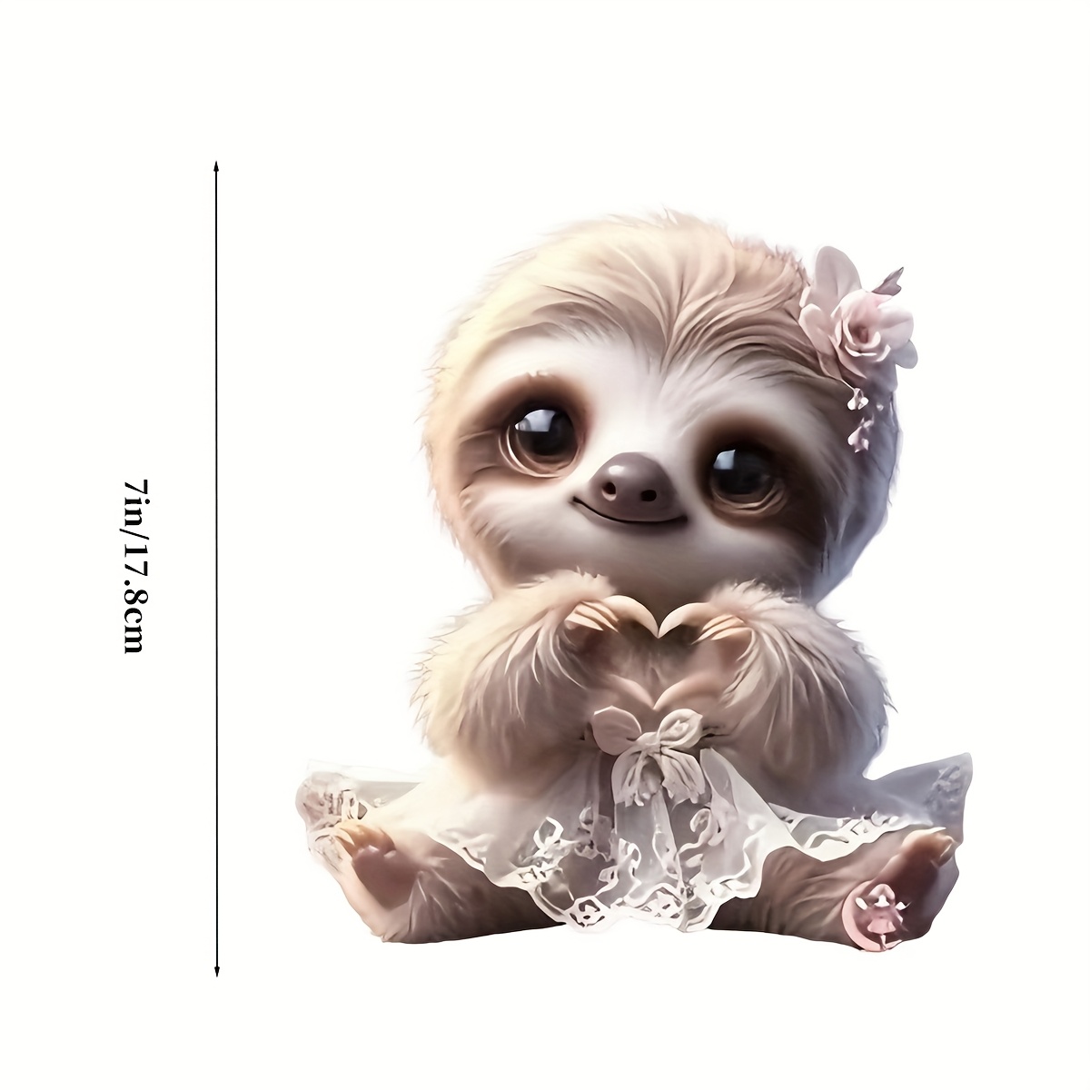 TEMU Adorable Sloth & Heart-shaped - 7-inch (than ) Self-adhesive Vinyl Sticker | , Irregular Shape, Single-use Cute Sloth Decal For, Laptops, Phones,, Walls | Left-side Placement, Fits Plastic ,