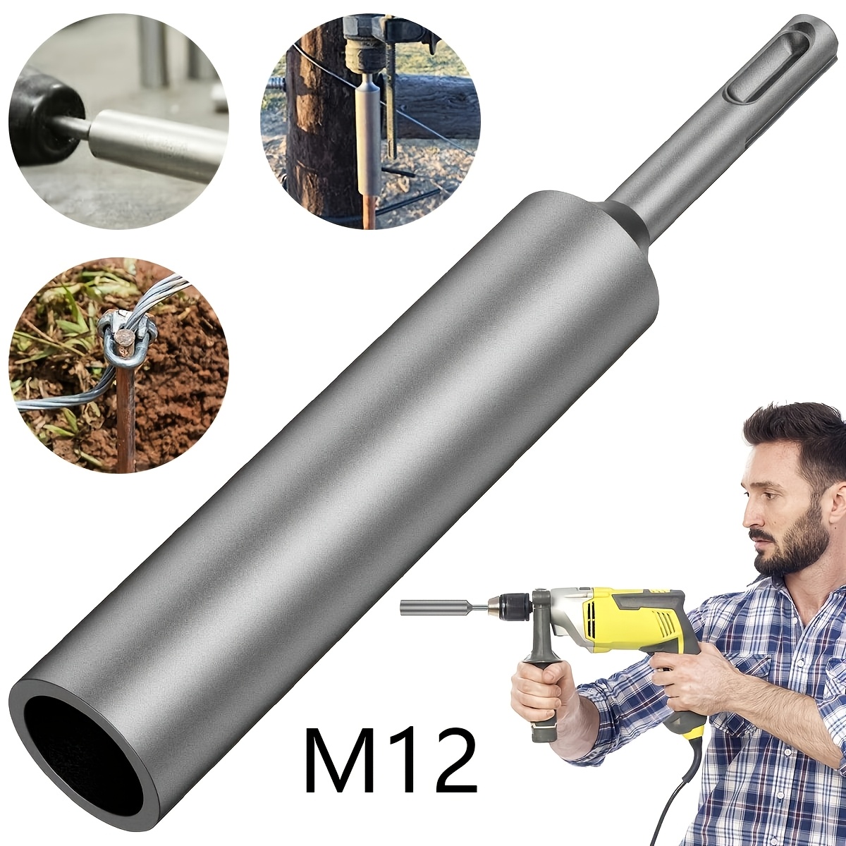 

Fix, 12mm Hardened Steel Earth Stake Grounding Rod For Sds Plus Rotary Hammer Drill Power Tool