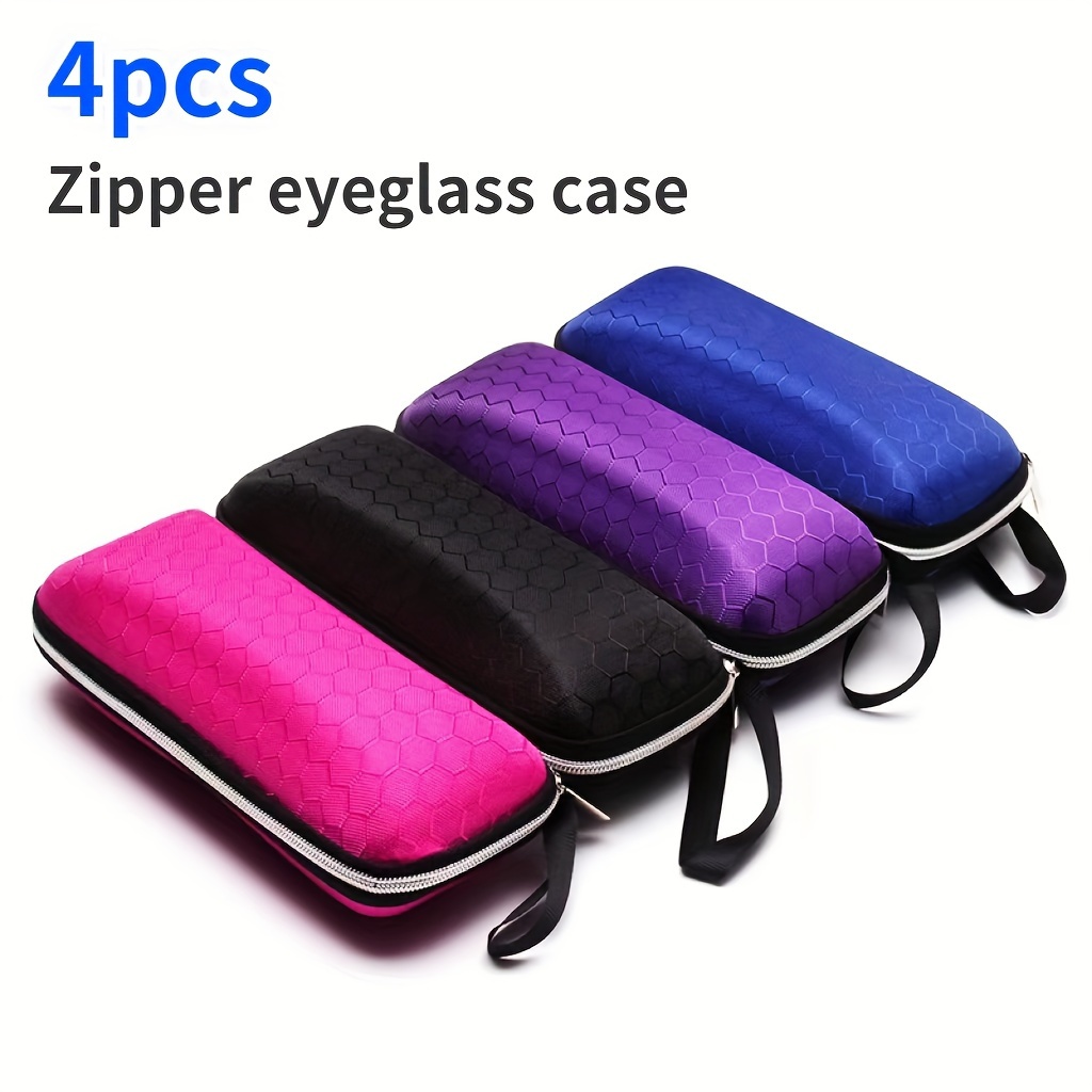 

4-pack Eva Hard Shell Eyeglass Cases With Zipper - Protective Travel Sunglass Pouch For Men And Women