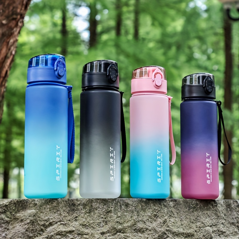 TEMU Gradient Color Sports Water Bottle 750ml, Portable Leak-proof Plastic Tumbler With Strap, Cute Large Capacity Gift Cup For Outdoor Activities