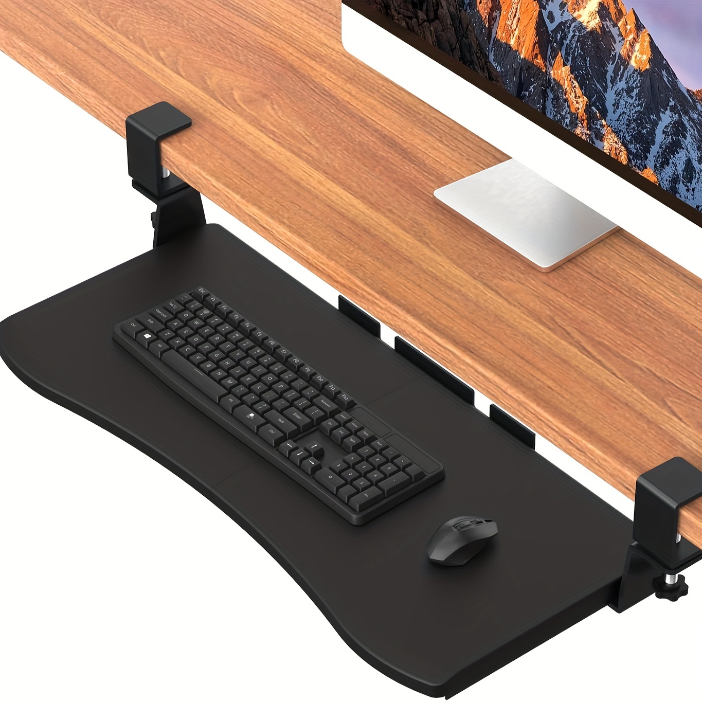 TEMU Keyboard Tray Under Desk Pull Out Keyboard & Mouse Tray With Heavy-duty C Clamp Table Mount, Slide Out Platform Computer Drawer/holder Suitable For Home Office