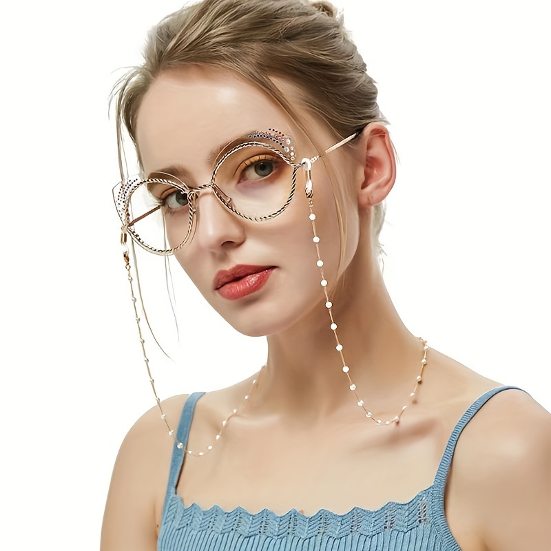 

Elegant Vintage-inspired Pearl Glasses Chain - Alloy, Anti-slip Fashion Glasses Lanyard For Women