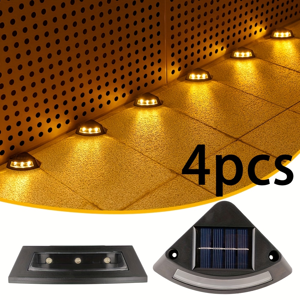 4pcs Solar Step Lights - Outdoor Garden & Courtyard Decor, Warm/ White Led Pathway Lighting, Solar-powered, , Perfect For Walkways & Staircases, Garden Lights For