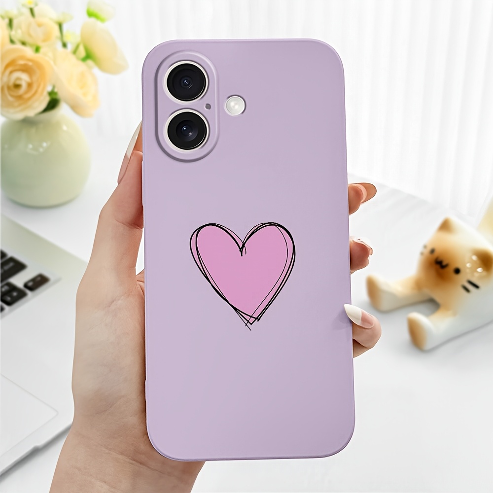 TEMU Чохол для телефону: Чохол Fine Thread Love для iPhone 17 17Ari 16 15 14 Pro 13 Mini 12 Pro 11 X XR XS 7 Модний чохол із захистом від падінь,