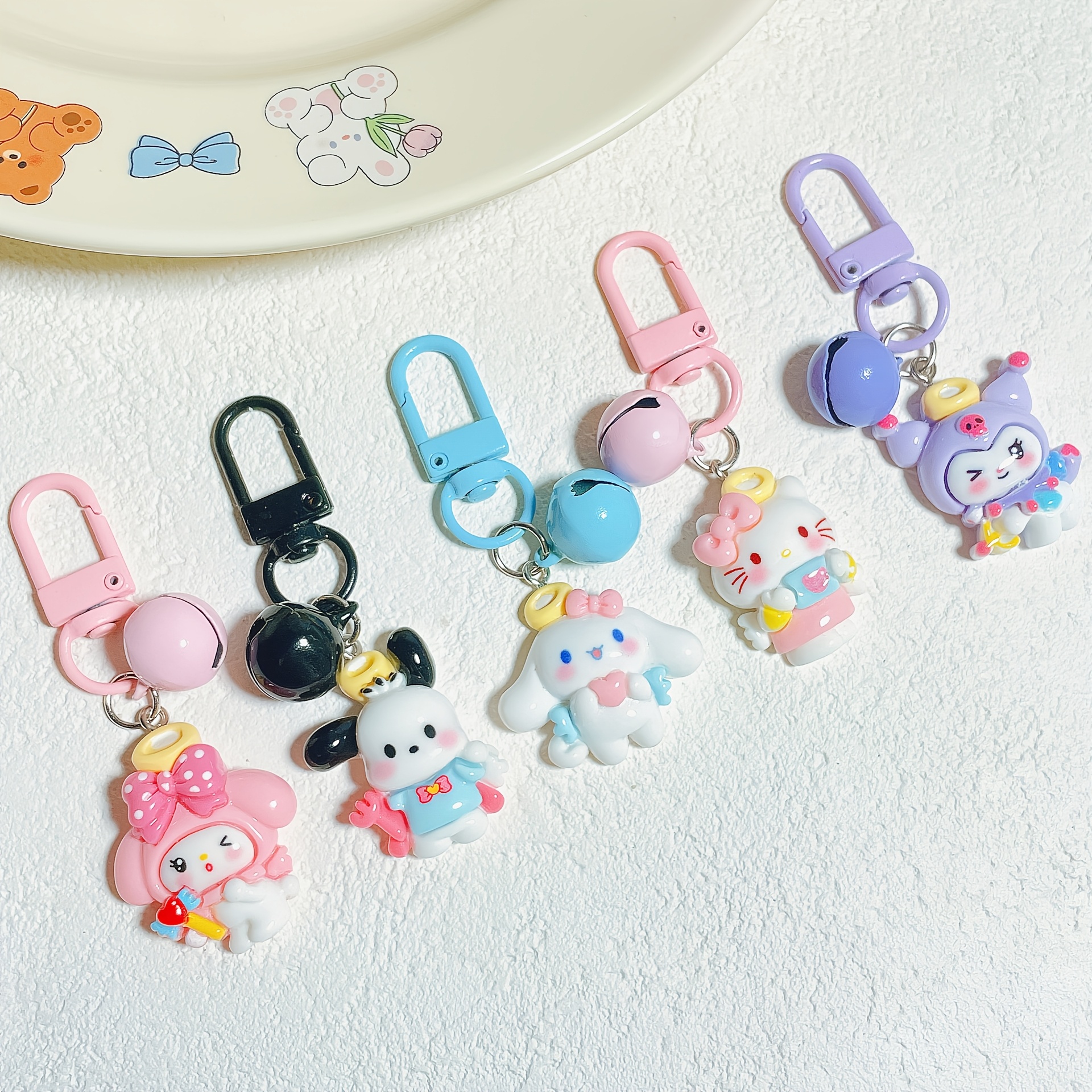 

5pcs Sanrio Keychain, Resin Pendant, New High -value Kuromi, Melody Cinnamoroll Hellokitty Cute Keychain, Resin Pendant, Wild Bag Pendant, Boys And Girls' Birthday Gifts, Christmas Gifts