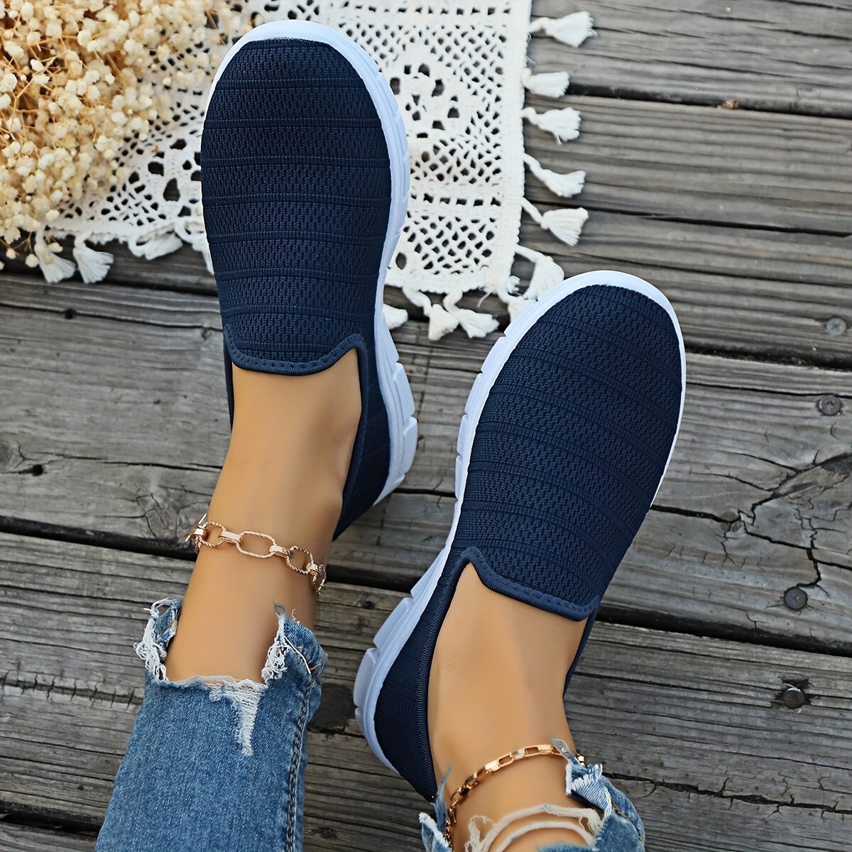 Women's Casual Breathable Shallow Mouth Slip-on Flat Women' Shoes, Women Shoes, Sneakers
