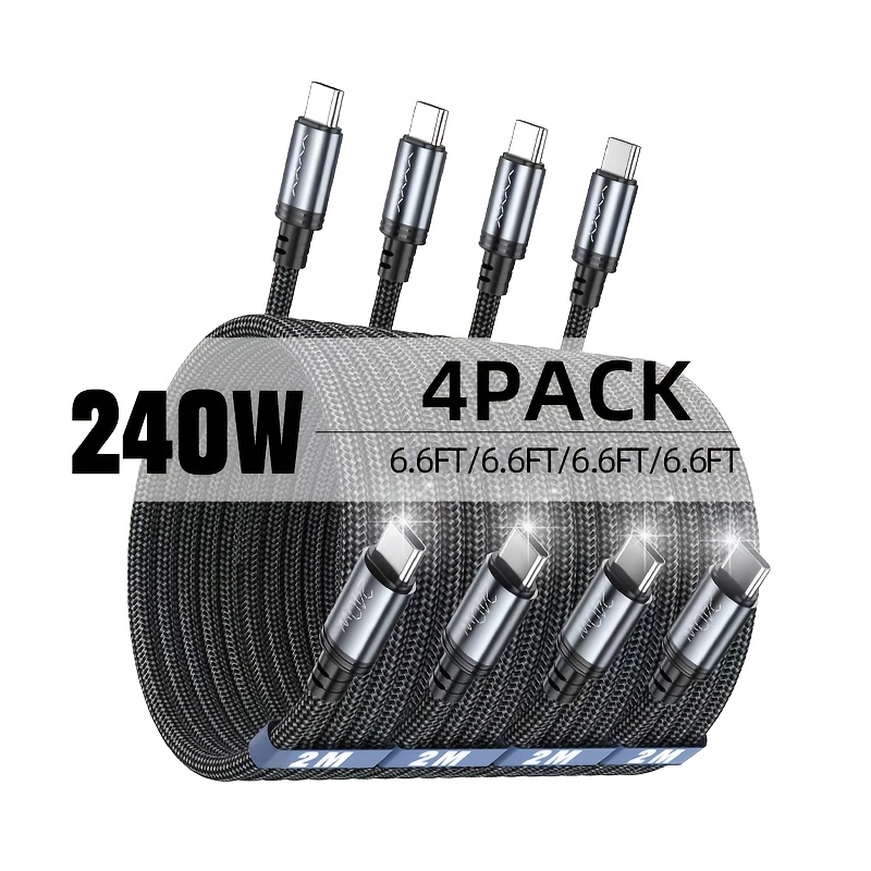 E-shop 240W 4er-Pack USB-C Datenkabel, Typ-C auf C Schnellladekabel, kompatibel mit für iPhone 17/17 Air/Pro Max/16/15 Pro Max Ladegerätkabeln, C-zu-C