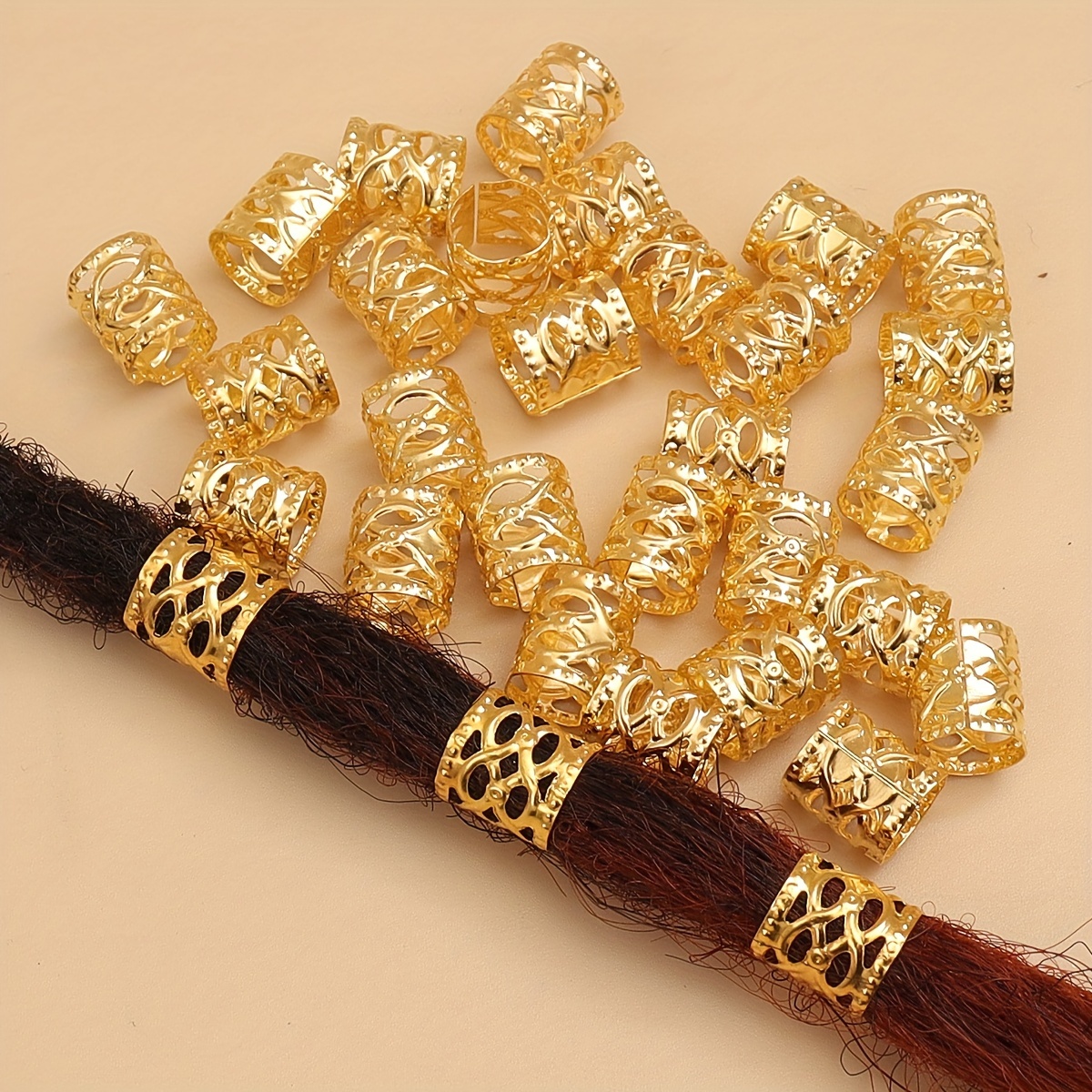 Image of 50pcs/lot Golden/silvery Hair Rings Micro Hair Dread Braids Dreadlock Beads Cuffs Clips Rings For Hair Additions