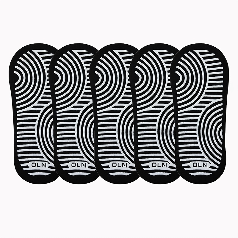 TEMU 5 Pairs Black Non-slip Yoga Boat Socks Striped Silicone Sole Pilates Special Socks Shallow Mouth Invisible Indoor Floor Socks Breathable
