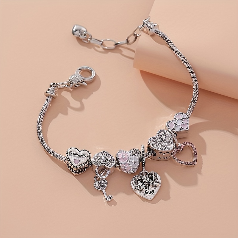 

2025 New Heart Key Pendant Bracelet, Silver Plated Zinc Alloy, With , Elegant And Sexy, The For Valentine's Day Gift