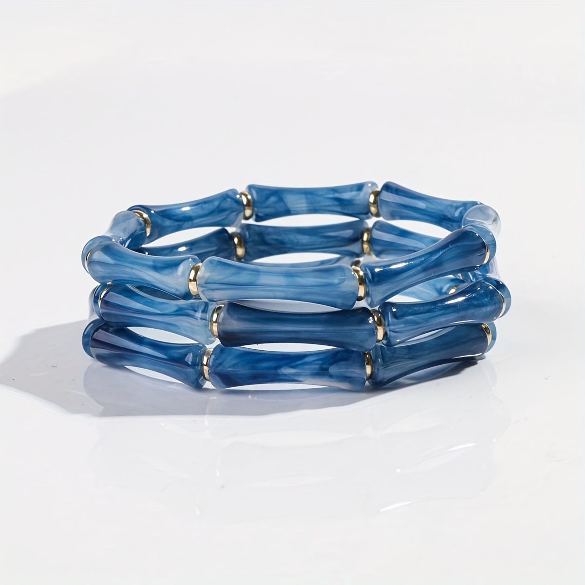 3er-set stilvolle elegante damen-armbänder im strandstil mit bambus- -perlen elastischem band, als feiertagsgeschenk