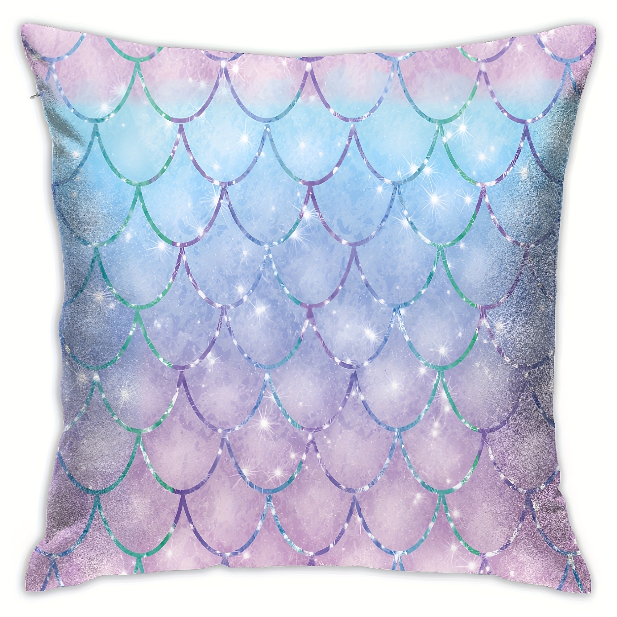 

1pc Throw Pillow Covers, Mermaid Throw Pillow Cover Pink Sequins Fish Scales Heavy Duty Decorative Pillow Case Home Decor Square, 18x18 Inch