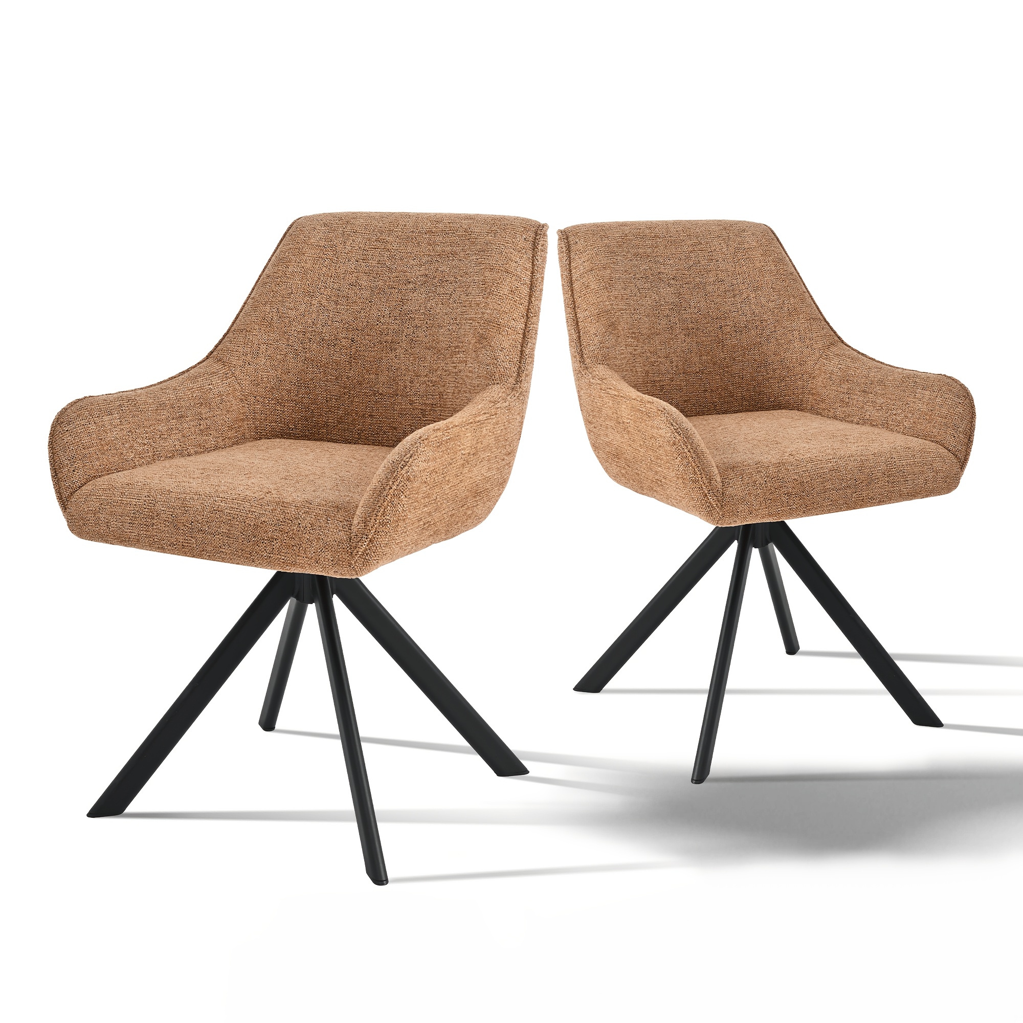 Set Of 2/4/6 Armchairs With Curved Backrests & Soft Cushions, In Chenille, Linen & Faux Leather Upholstery, Perfect Blend Of For Dining Room, Kitchen, Study, Vanity, Office