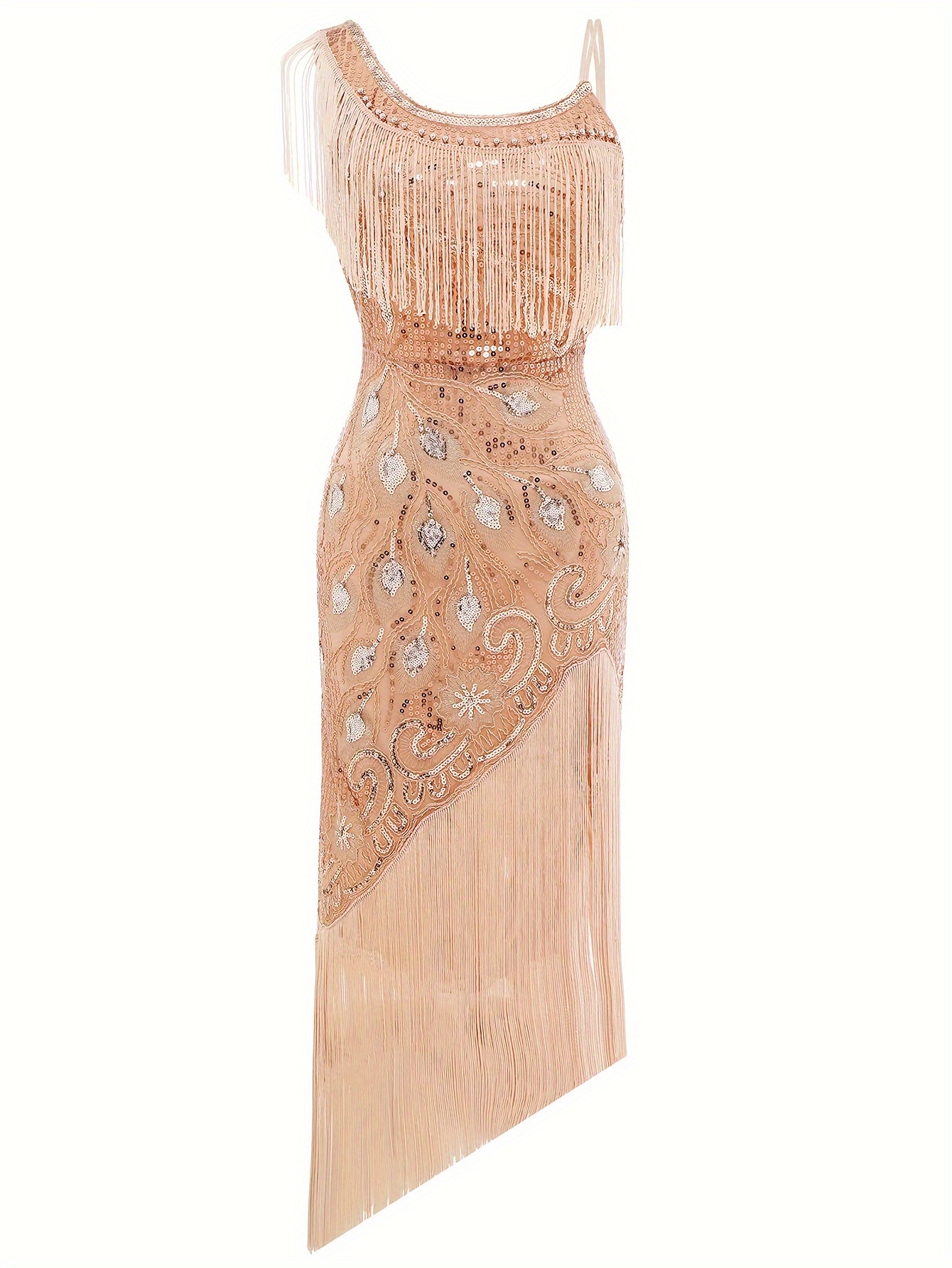 flapper dress rose gold Pink Gatsby Glitter Fringe 1920s Flapper Dress – Jolly Vintage