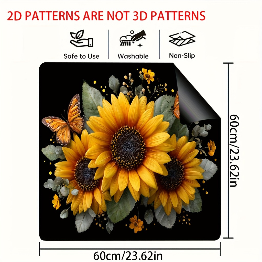 TEMU 1pc, 2d Flat Printing Furnace Top Decorative,mat Furnace Top Protector And Gas Stove Top Protector Cover, Bright Sunflowers & ,table Decoration