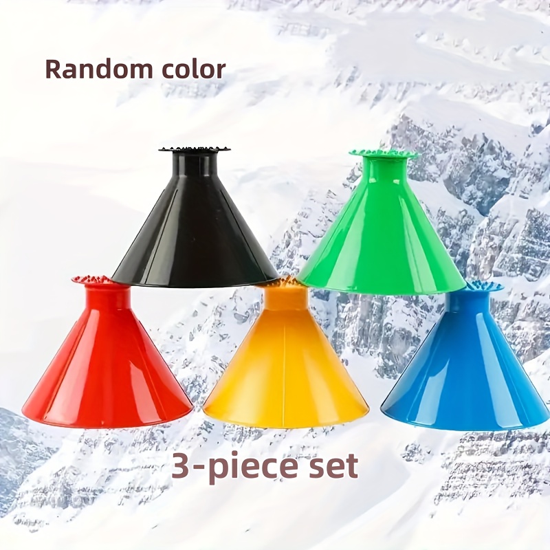 3pcs Set Car Windshield Scraper Oil Funnel Snow Shovel Tool Set, Winter Car Accessories, Random Color