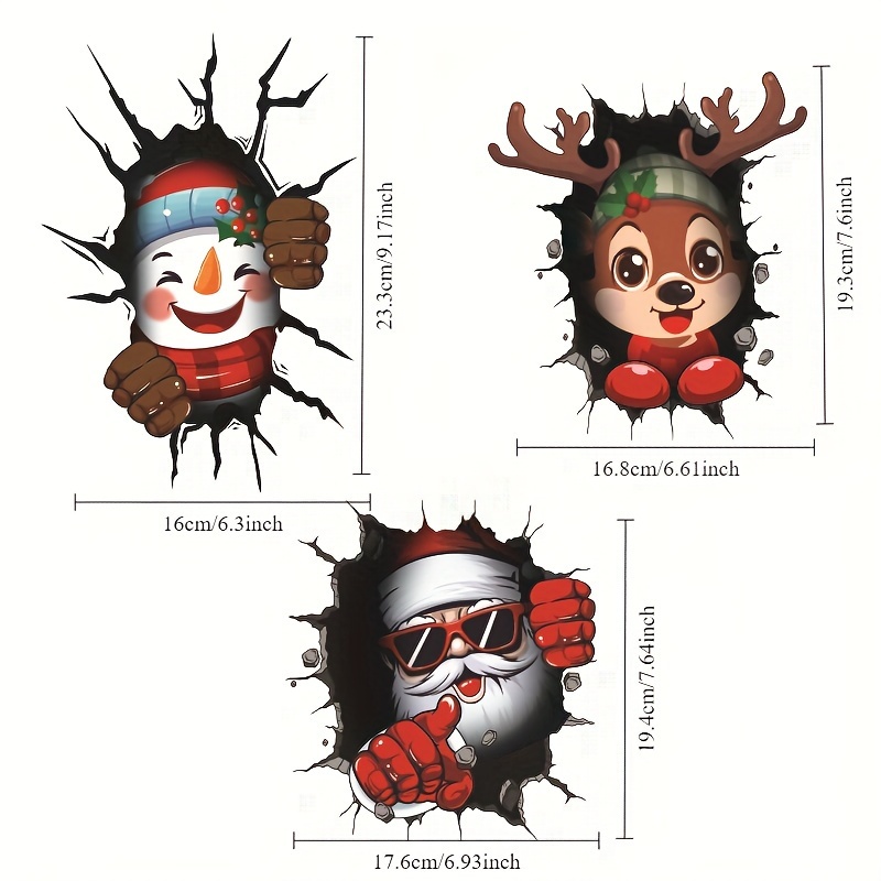 static electricity stickers christmas decoration three dimensional stickers santa claus window stickers snowflakes snowman elk glass stickers christmas party decoration stickers details 4