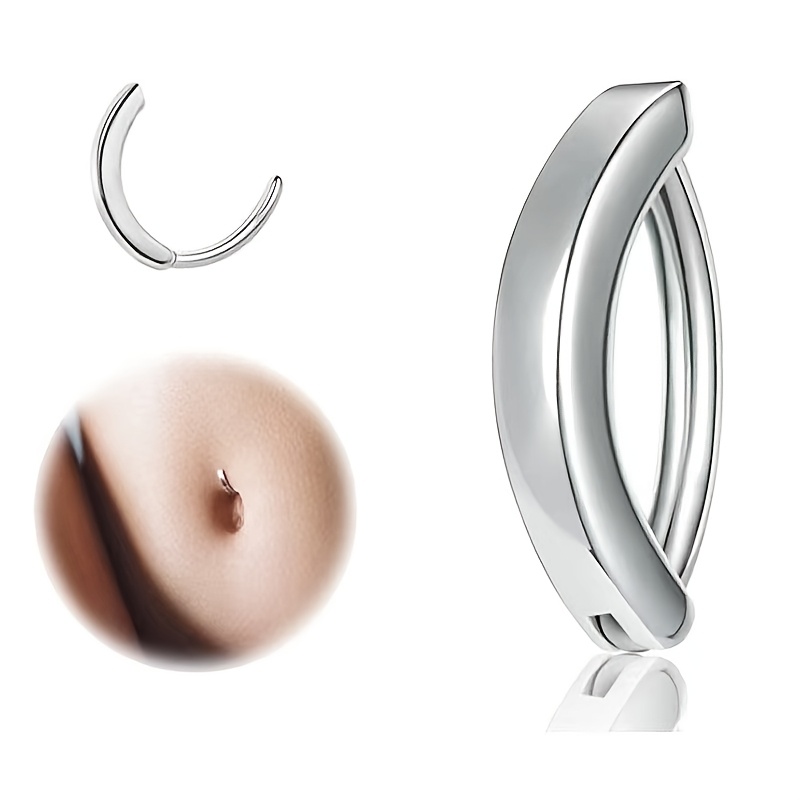 TEMU 1pc Glossy Belly Button Stud All-match Casual Belly Ring Piercing Jewelry Umbilicus Nail