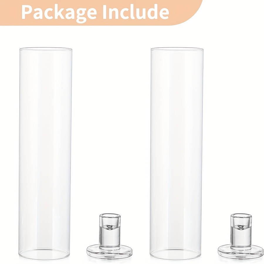 TEMU Elegant Glass Windproof Candle Holders With - Ideal For Home, Restaurant, Wedding, And Party Decor | Center Table Decorations, Wedding