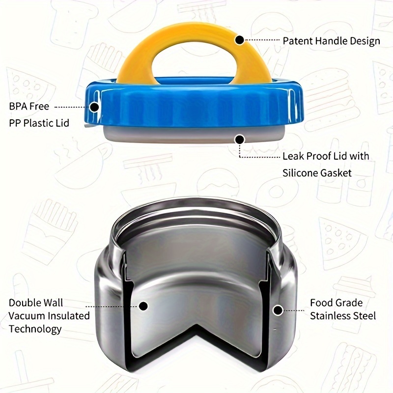  JXXM Tarro térmico de 8 onzas para alimentos fríos y calientes  para niños, recipientes de almuerzo aislados, de acero inoxidable al vacío,  a prueba de fugas, boca ancha, para la escuela